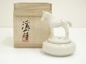 京焼　加藤渓山造　白磁午香炉（共箱）